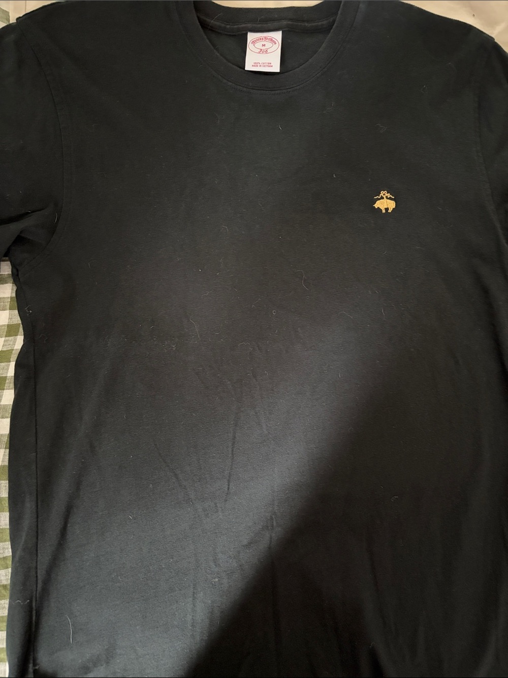 Brooks Brothers Black Short-Sleeve Crewneck with Gold Ram Logo